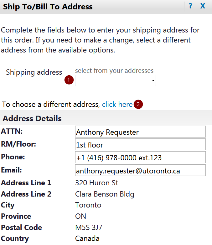 Selecting A Shipping Address Procurement Services